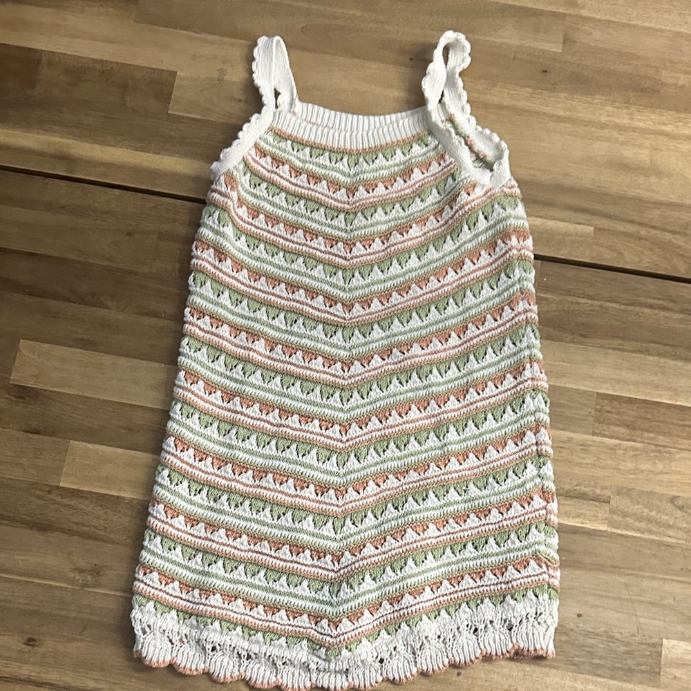 Zara White and Green Knit Dress